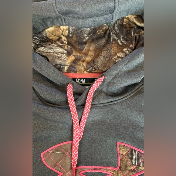Women’s Grey, Dri-Fit Under Armour Hoodie w/Pink & Camouflage - Picture 5 of 5